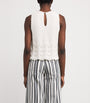White Pointelle Beaded Sleeveless Top