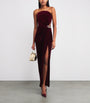 Self-Portrait Burgundy Velvet Strapless Maxi Dress