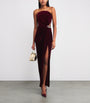 Self-Portrait Burgundy Velvet Strapless Maxi Dress