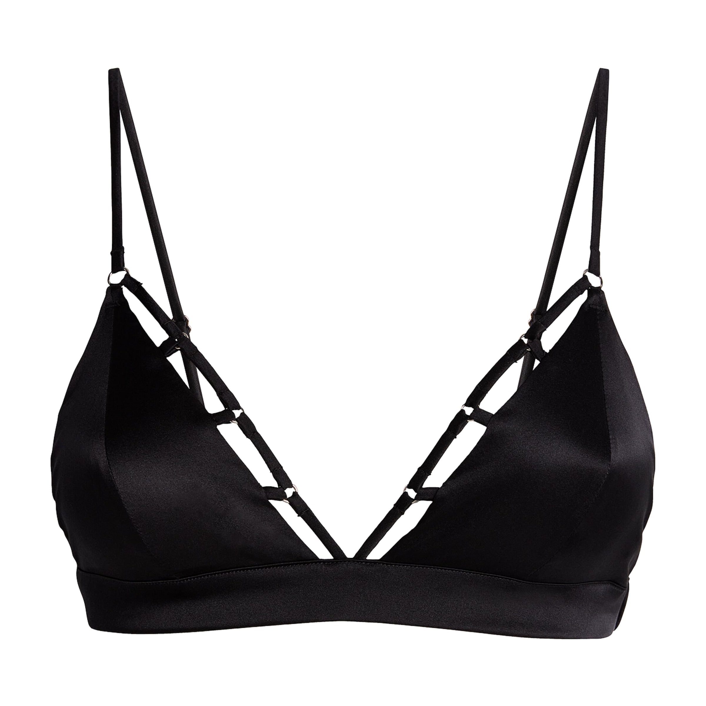 Fleur Du Mal Black Stretch-Silk Luxe Triangle Bra