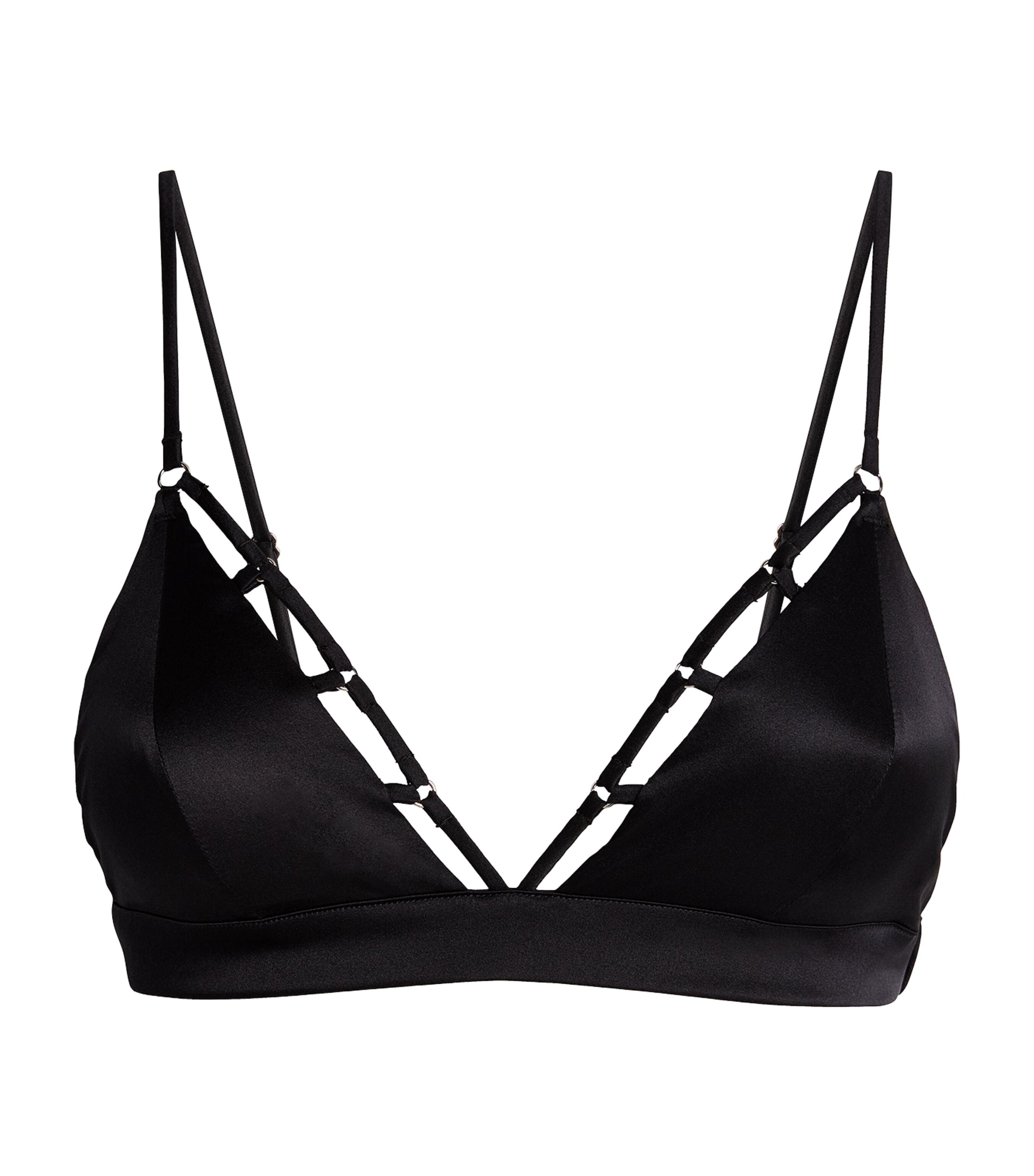 Fleur Du Mal Black Stretch-Silk Luxe Triangle Bra