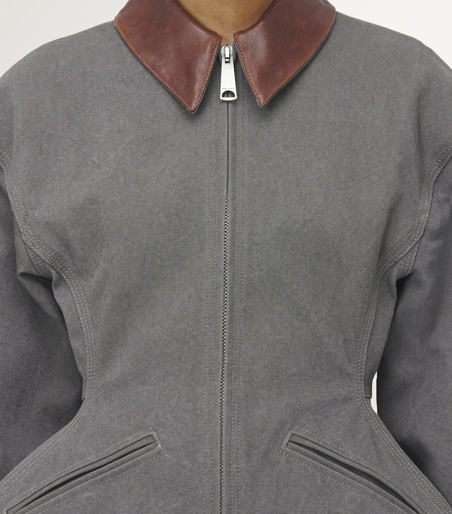 McQueen Black Cotton Canvas Peplum Jacket