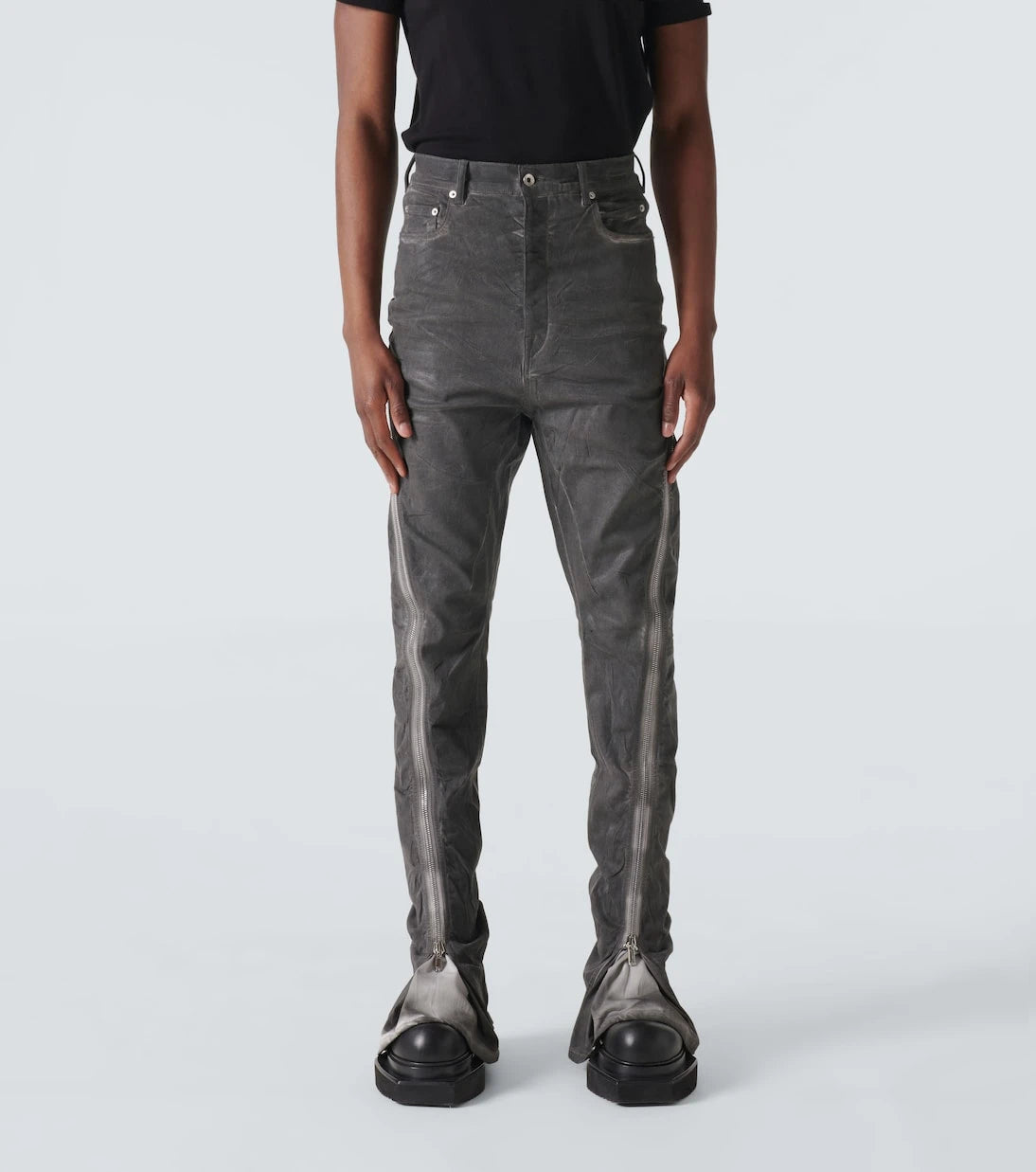 Rick Owens - Paneled tapered jeans