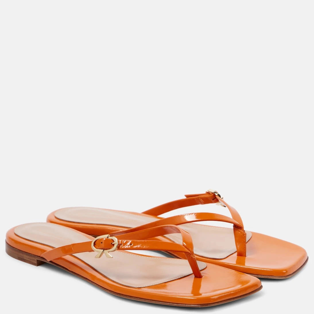 Gianvito Rossi - Ribbon patent leather thong sandals