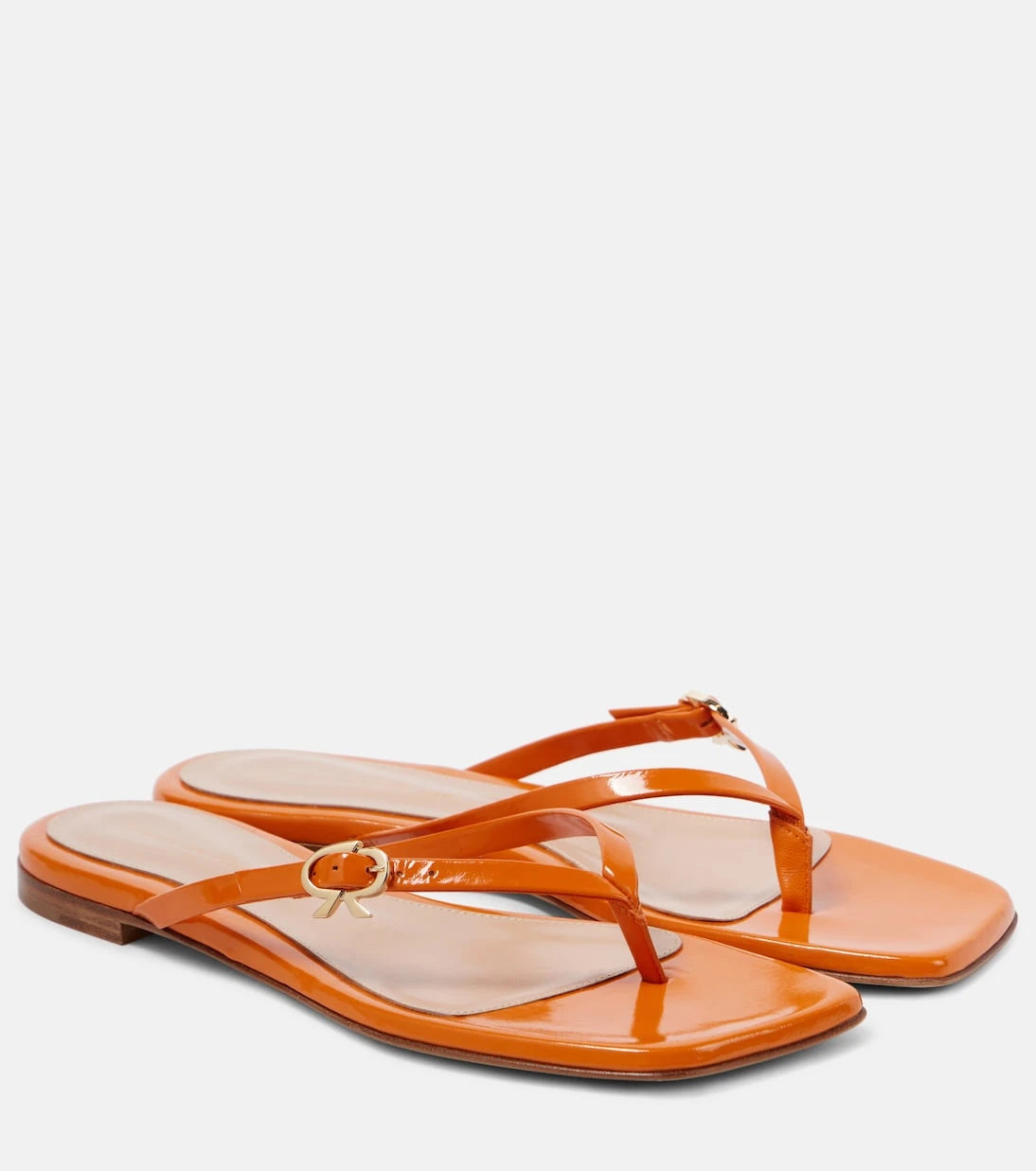 Gianvito Rossi - Ribbon patent leather thong sandals