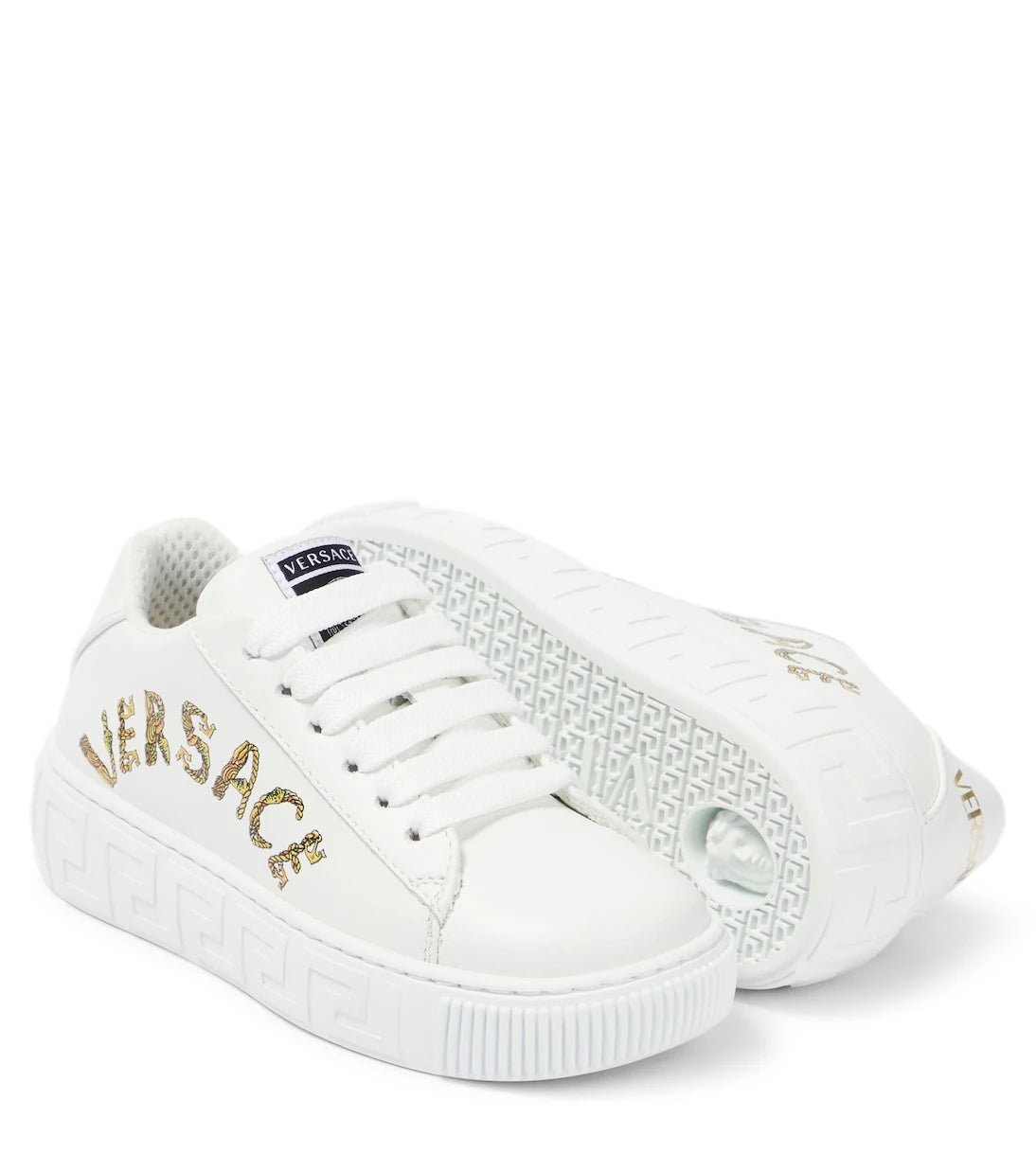 Versace Kids - Seashell Baroque leather low-top sneakers