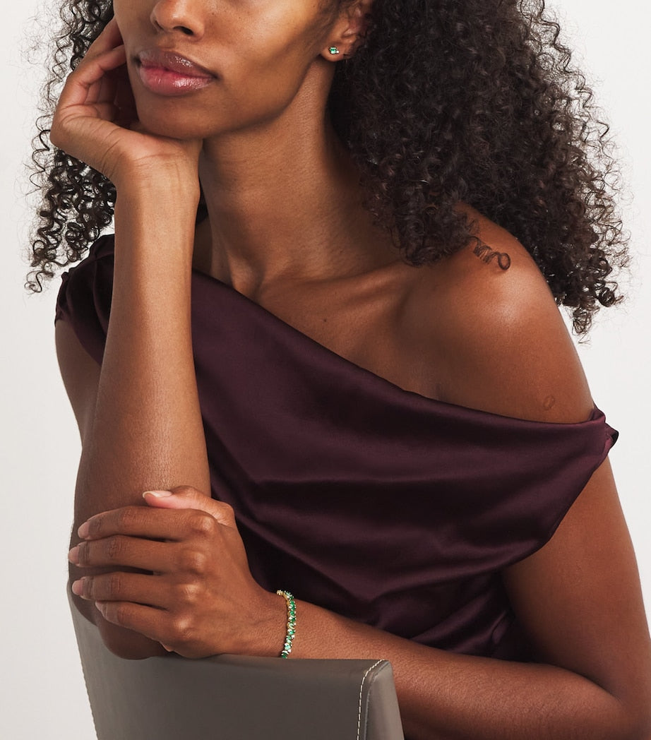 Yellow Gold, Diamond and Emerald Bold Burst Earrings