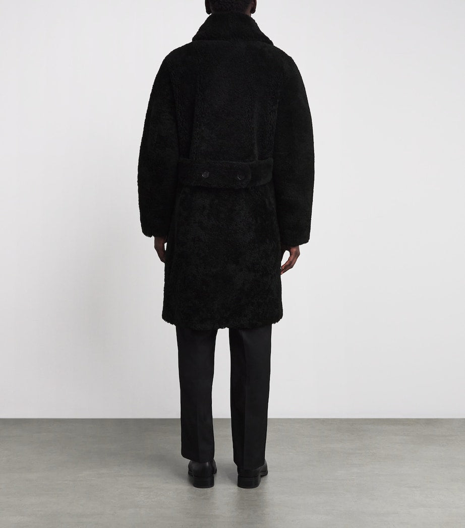 Polo Ralph Lauren Black Shearling Cabot Overcoat