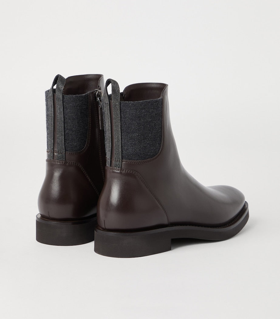 Brunello Cucinelli Brown Leather Chelsea Boots