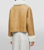 White Shearling-Trim Leather Jacket
