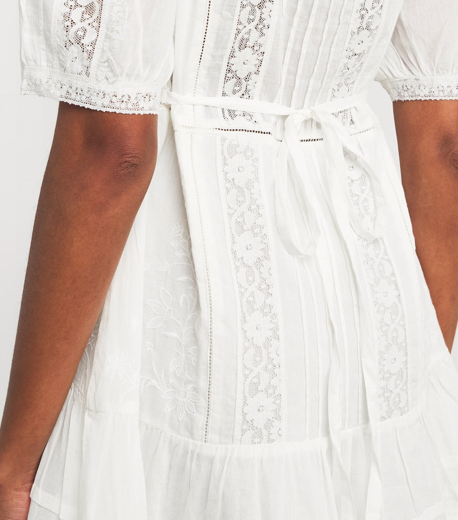 White Cotton Dove Mini Dress