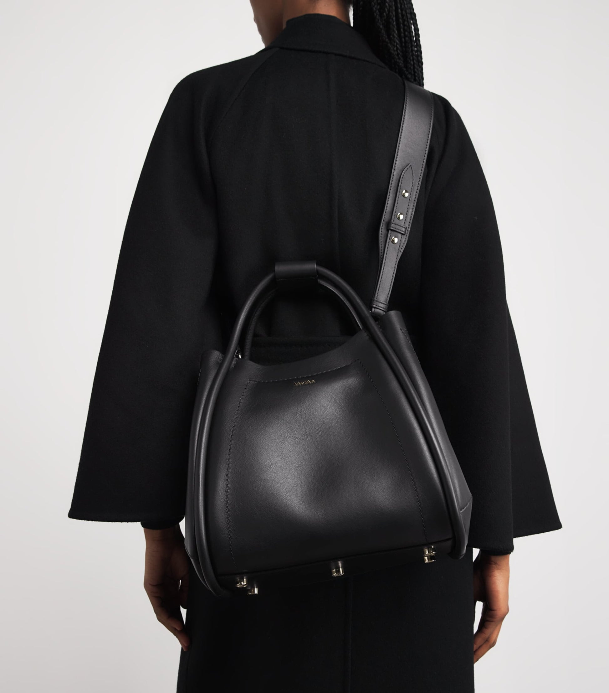 Black Small Leather Marine Top-Handle Bag