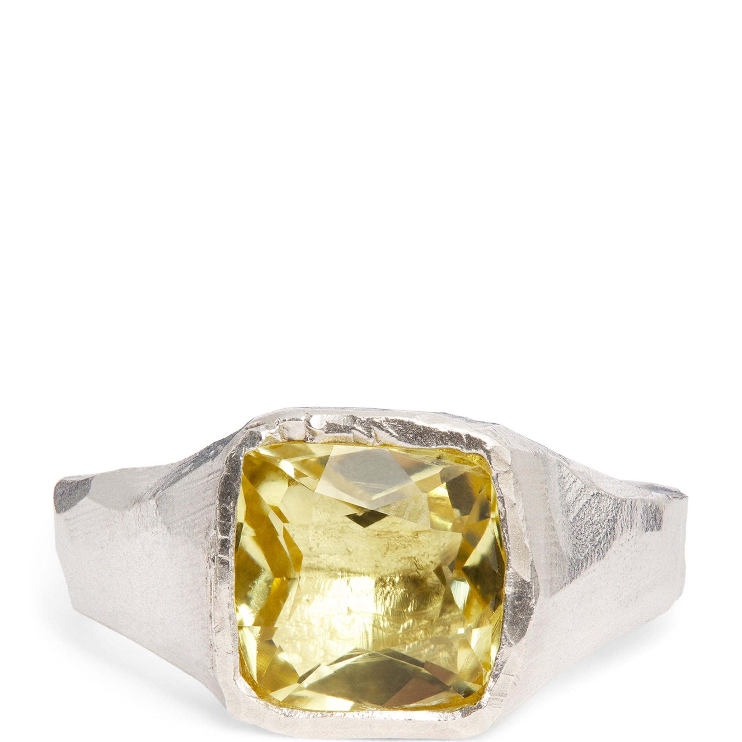 Recycled Sterling Silver and Lemon Quartz Signet Ring