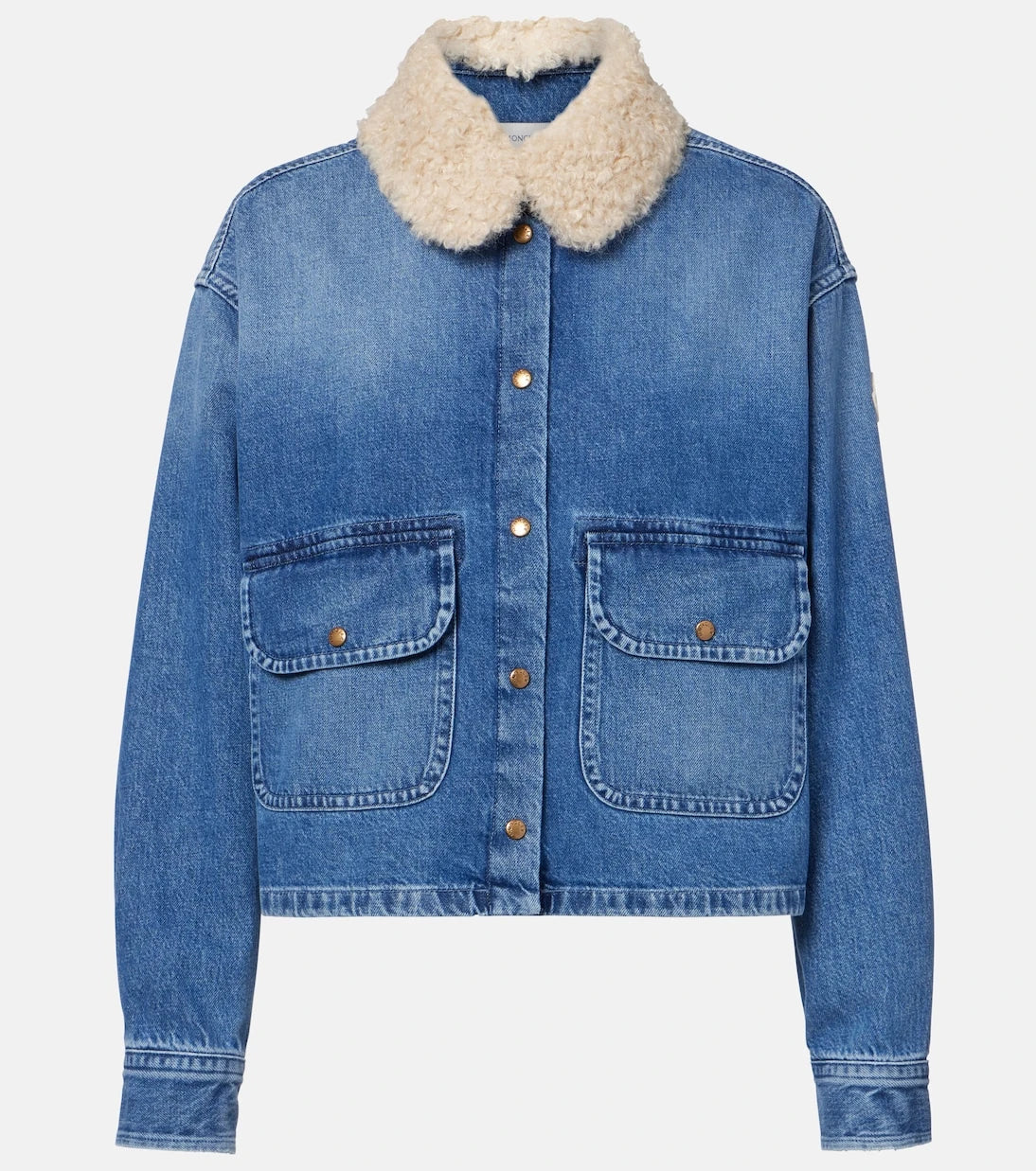 Moncler - Teddy-trimmed denim shirt