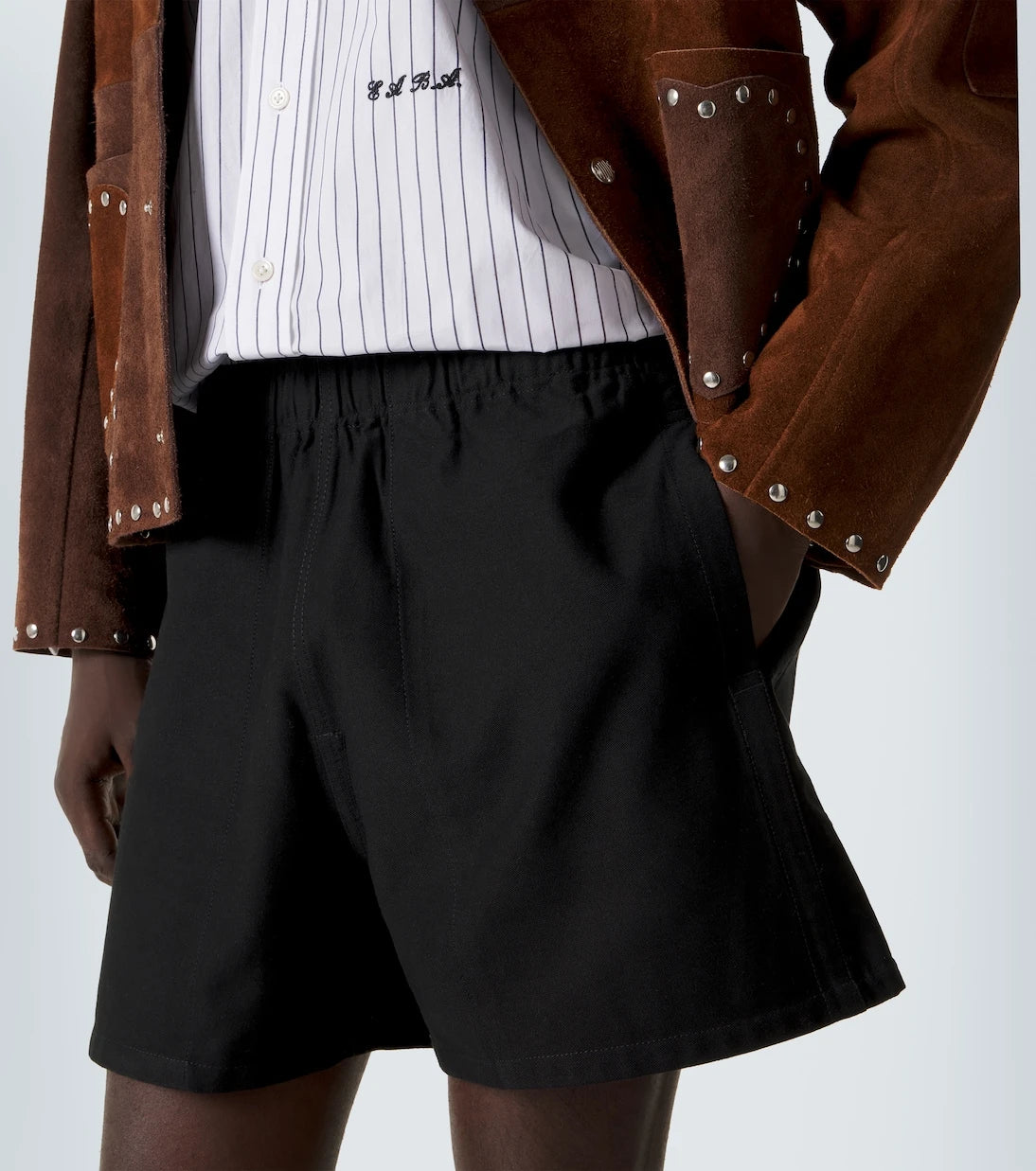Bode - Logo cotton twill Bermuda shorts