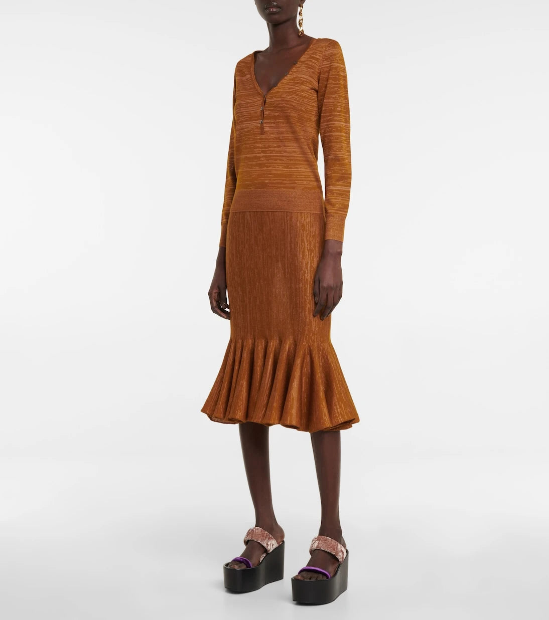 Dries Van Noten - Metallic wool-blend top
