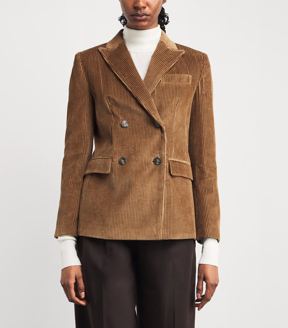 Weekend Max Mara Beige Cotton Corduroy Double-Breasted Blazer