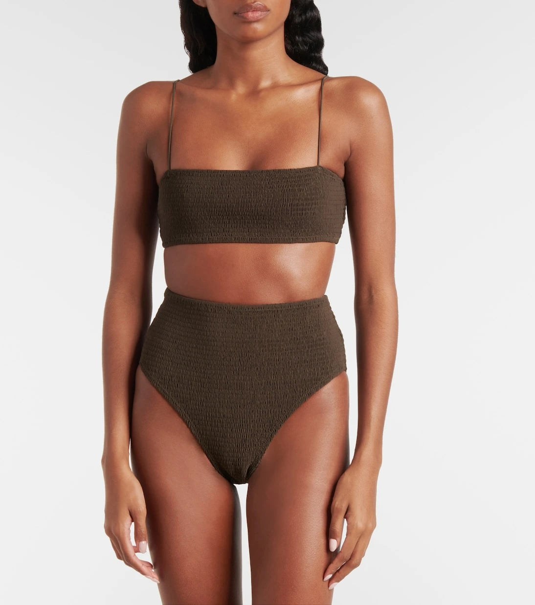 Toteme - Shirred jersey bikini top
