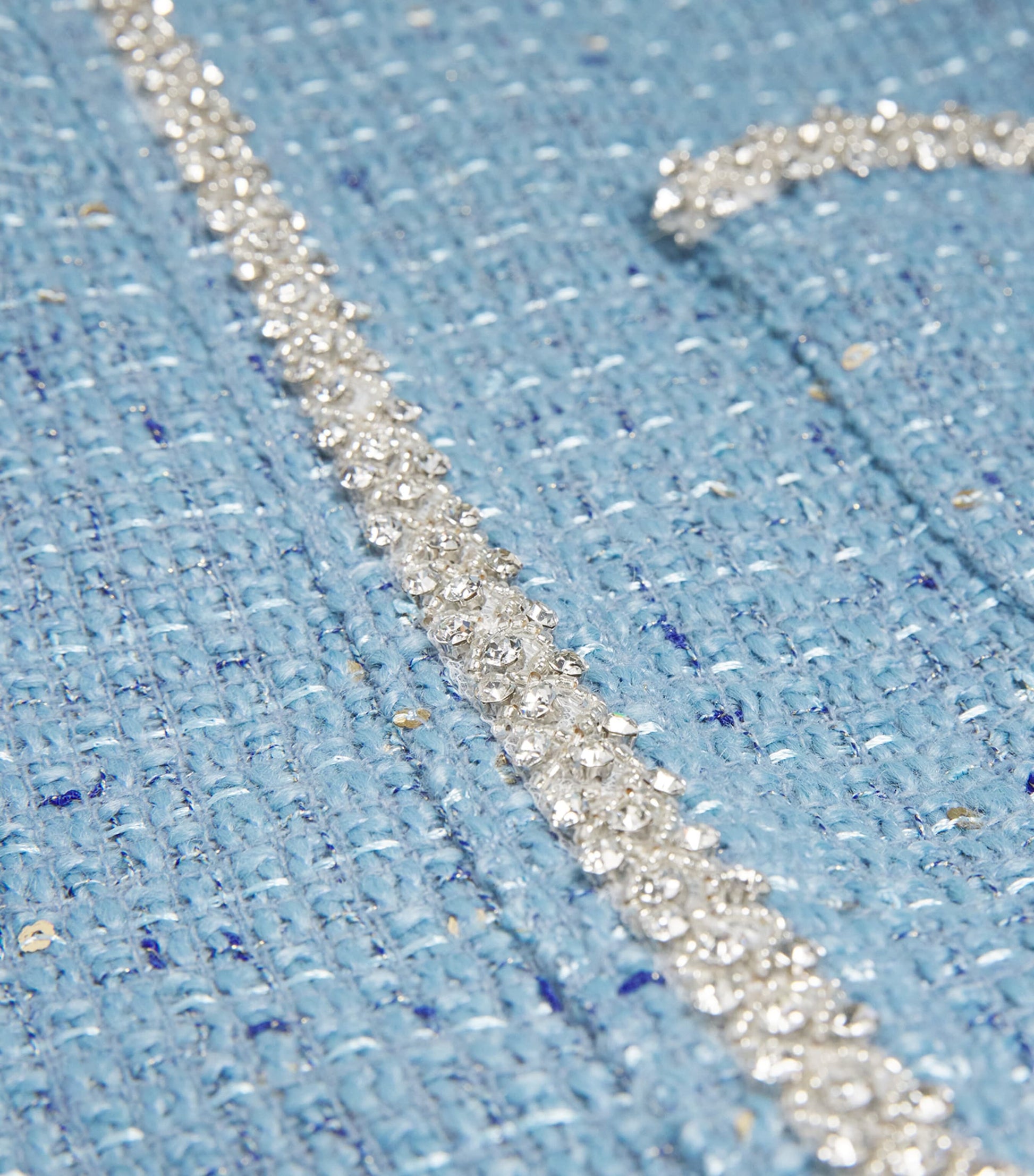 Blue Tweed Sequinned Midi Skirt