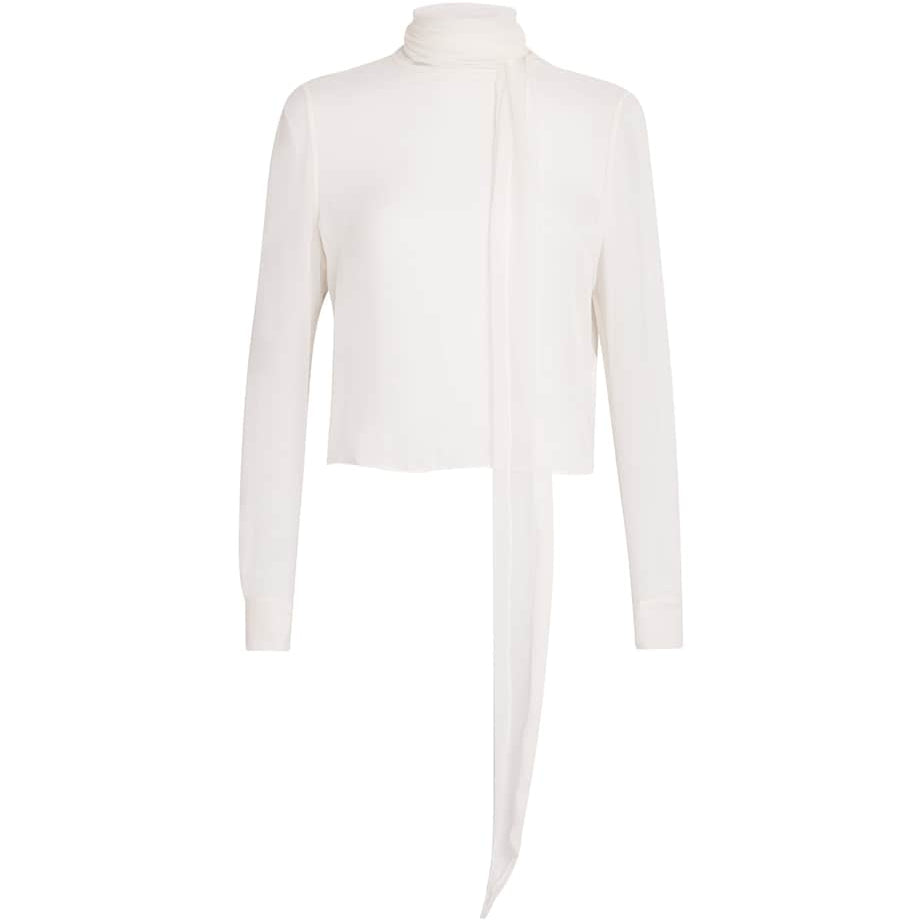 Ivory Silk Wisp Tie Blouse