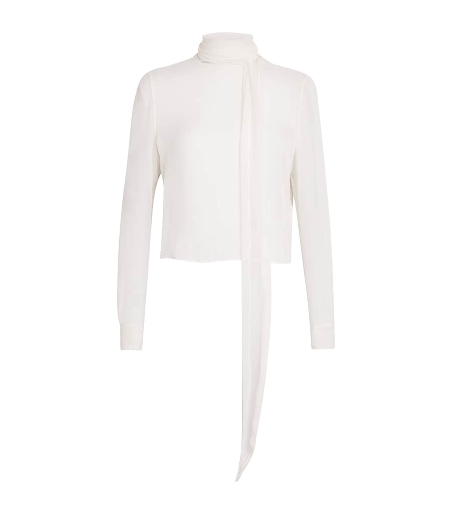 Ivory Silk Wisp Tie Blouse