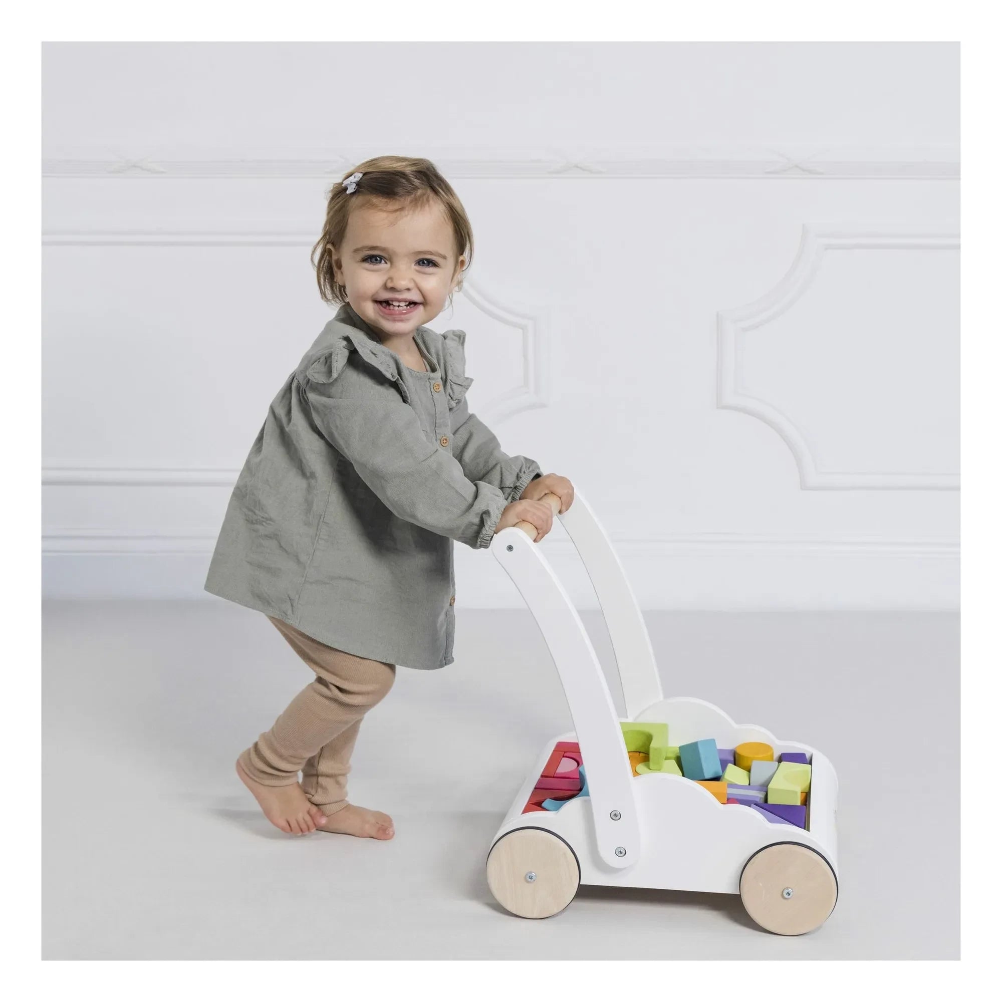 Le Toy Van - Nuage wooden block cart | White