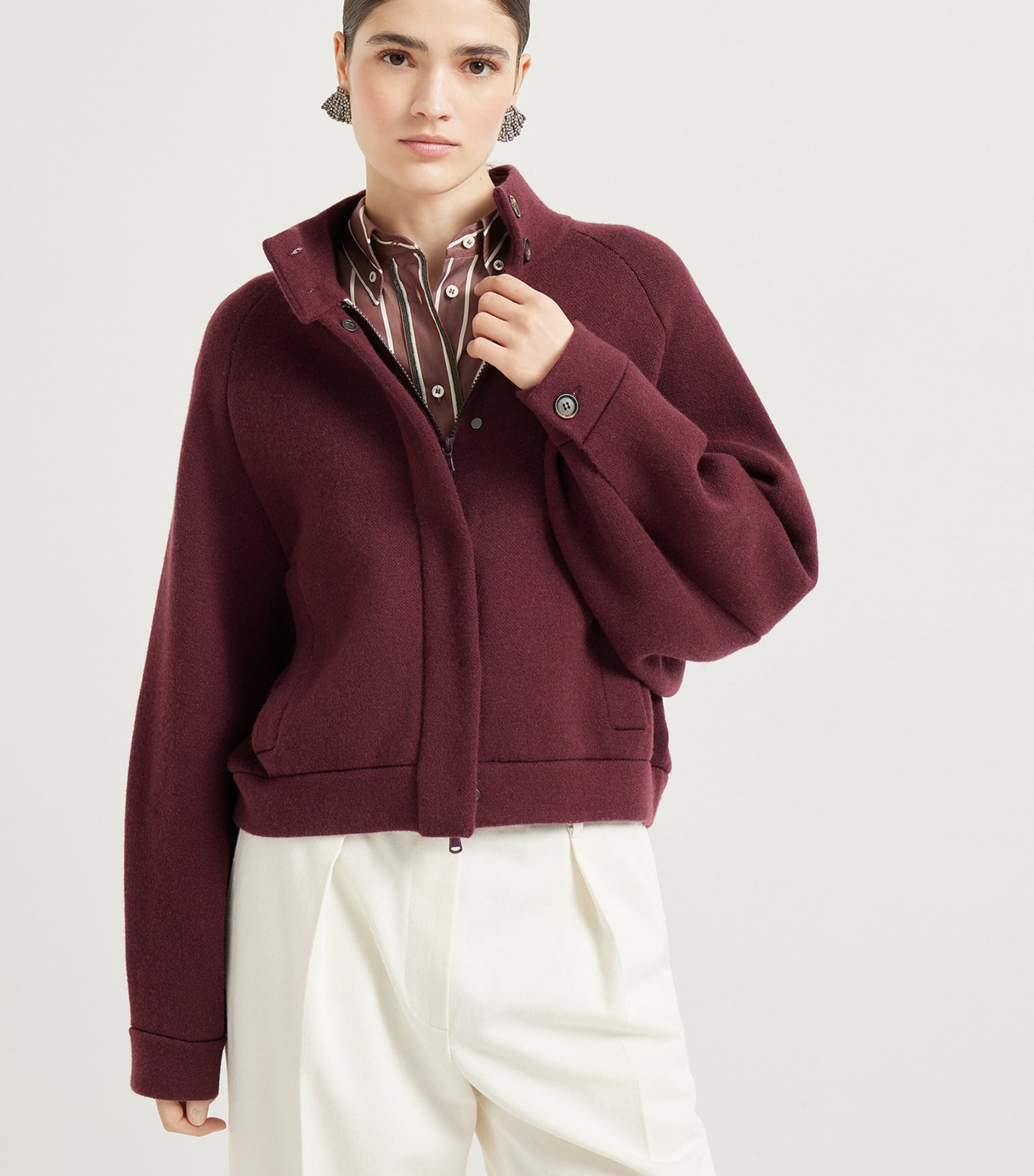 Cashmere-Blend Double Knit Jacket