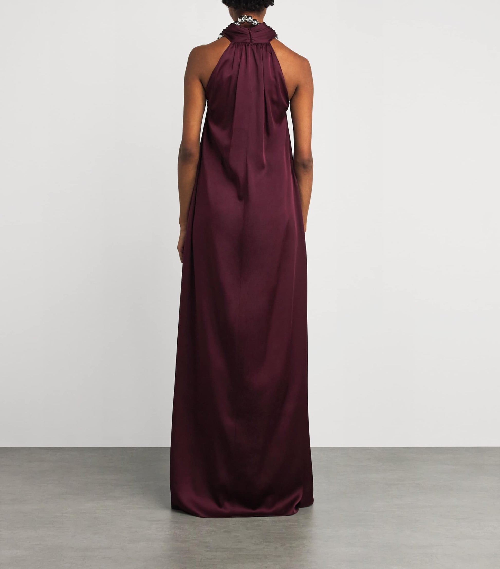 Stella McCartney Burgundy Satin Halterneck Gown