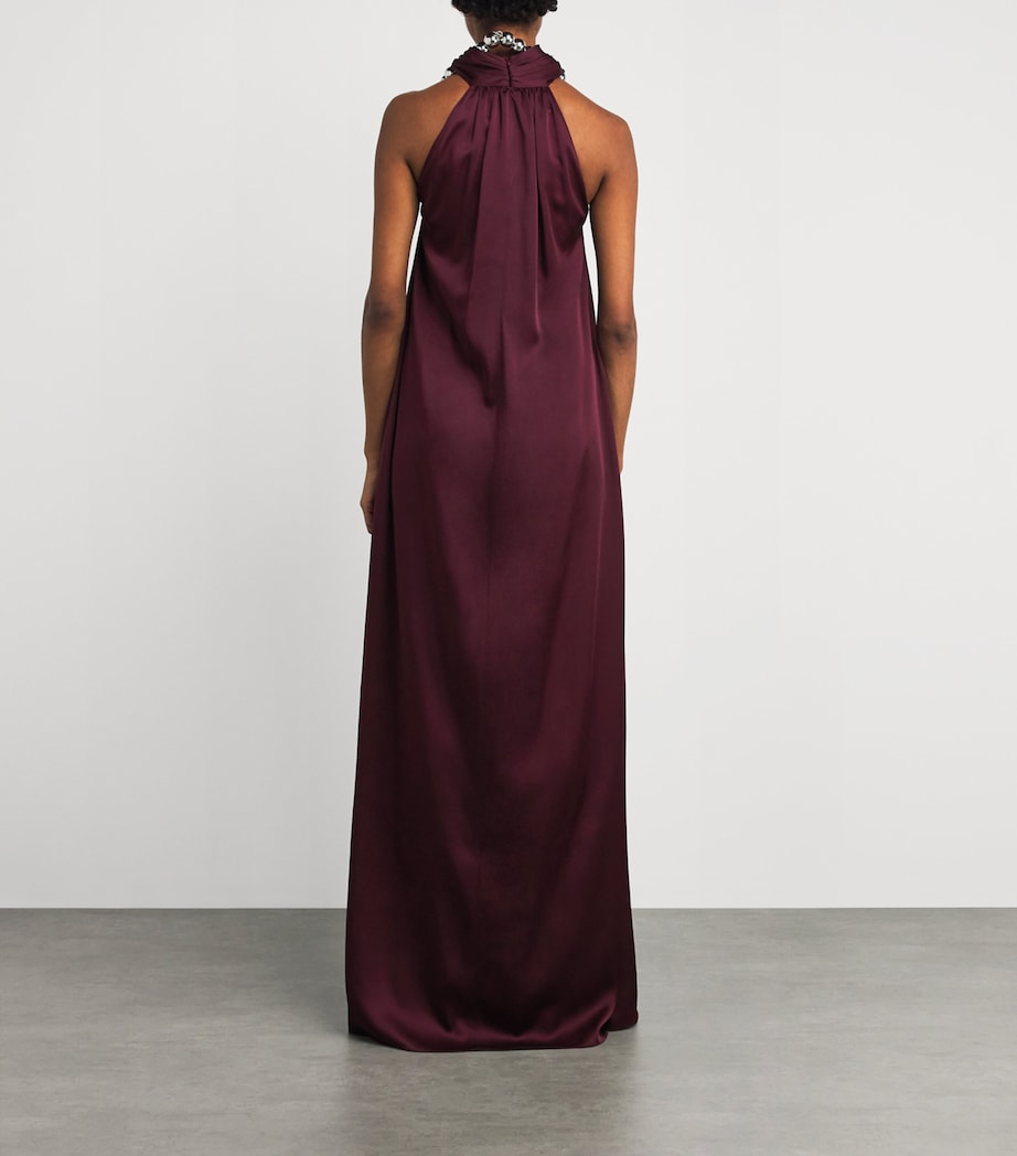 Stella McCartney Burgundy Satin Halterneck Gown