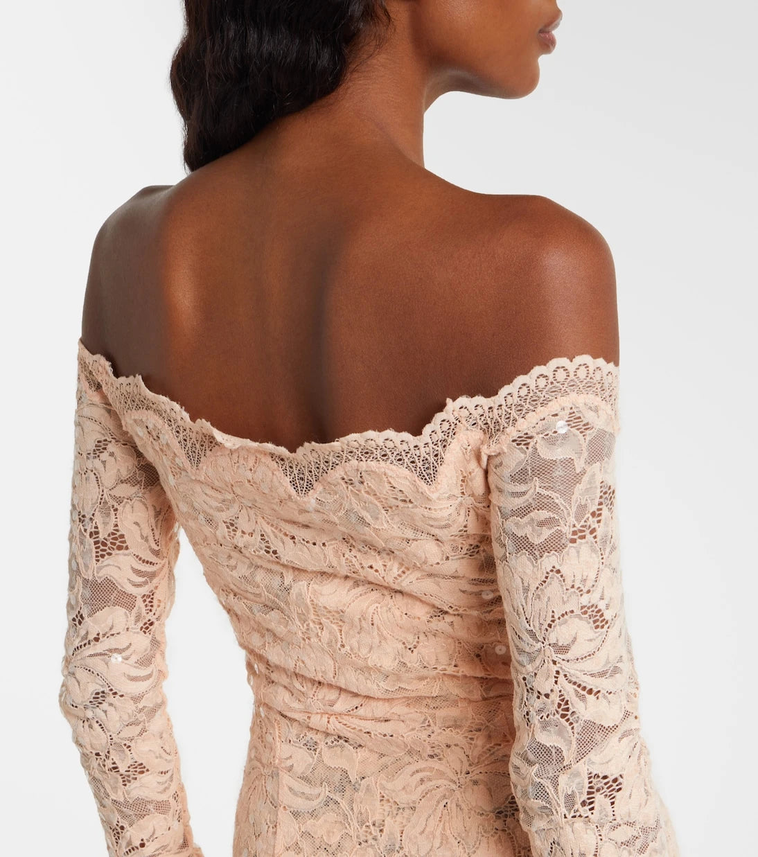 Rabanne - Sequined off-shoulder lace midi dress