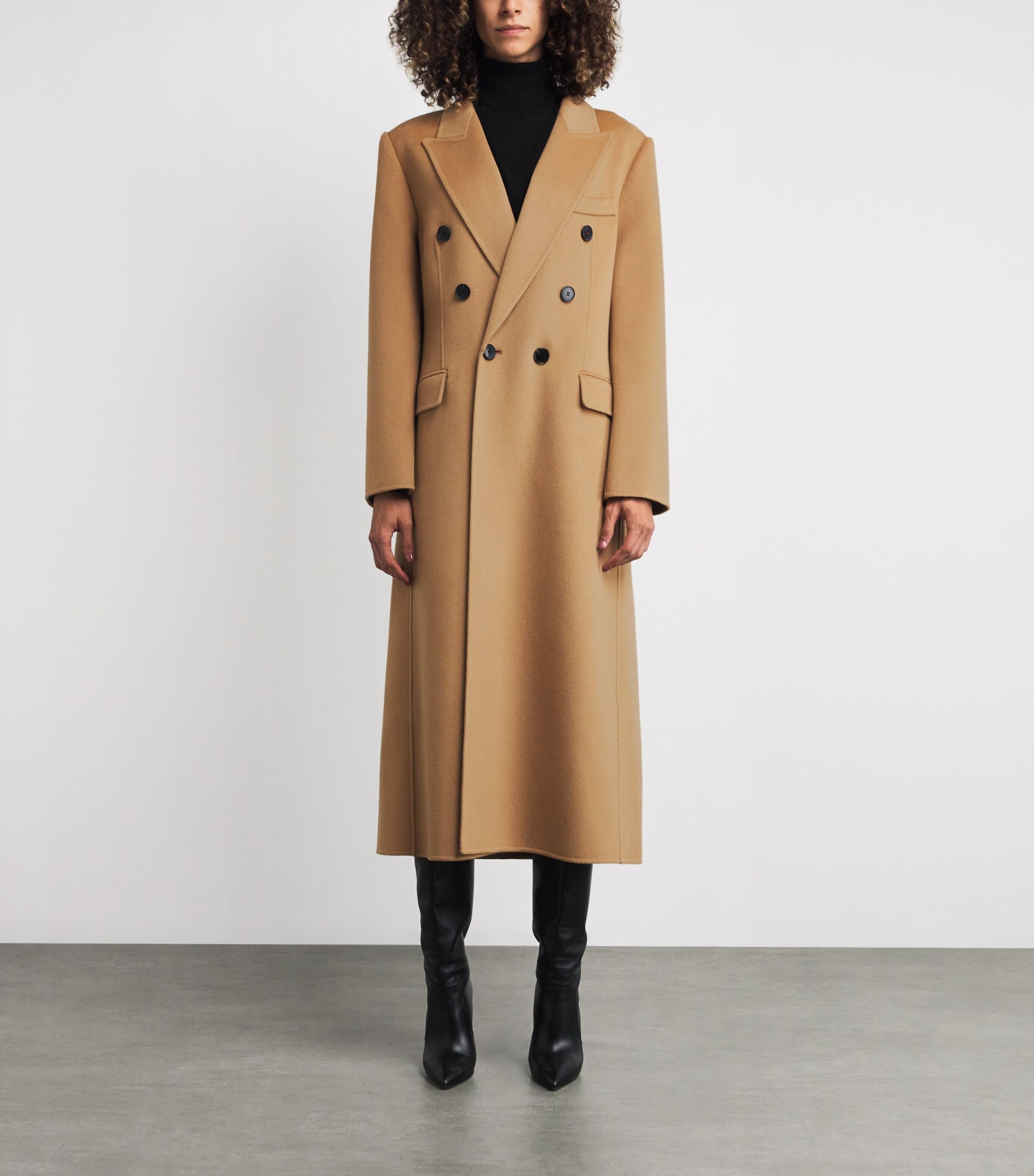 Victoria Beckham Brown Wool-Cashmere Double-Faced Coat