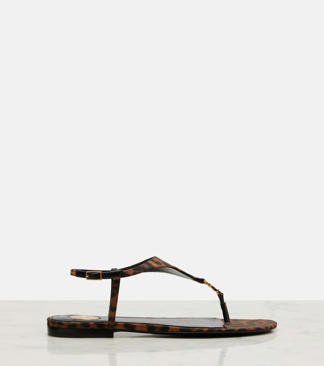 Saint Laurent - Cassandra leopard-print grosgrain sandals