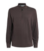 Canali Wool Zip-Up Long-Sleeve Polo Shirt