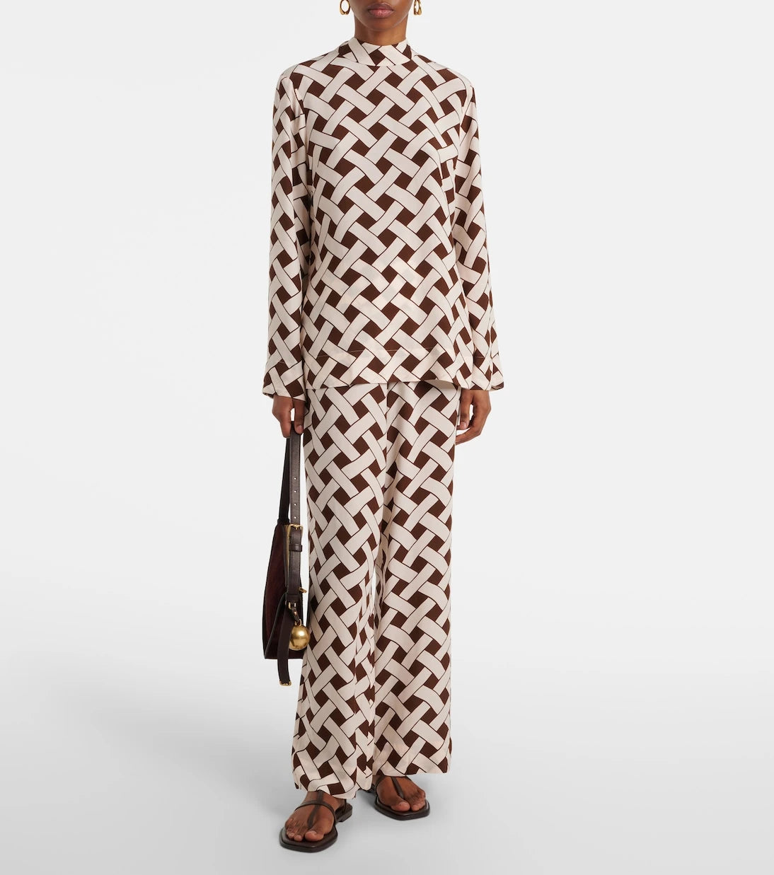 Rixo - Libra printed tie-neck blouse