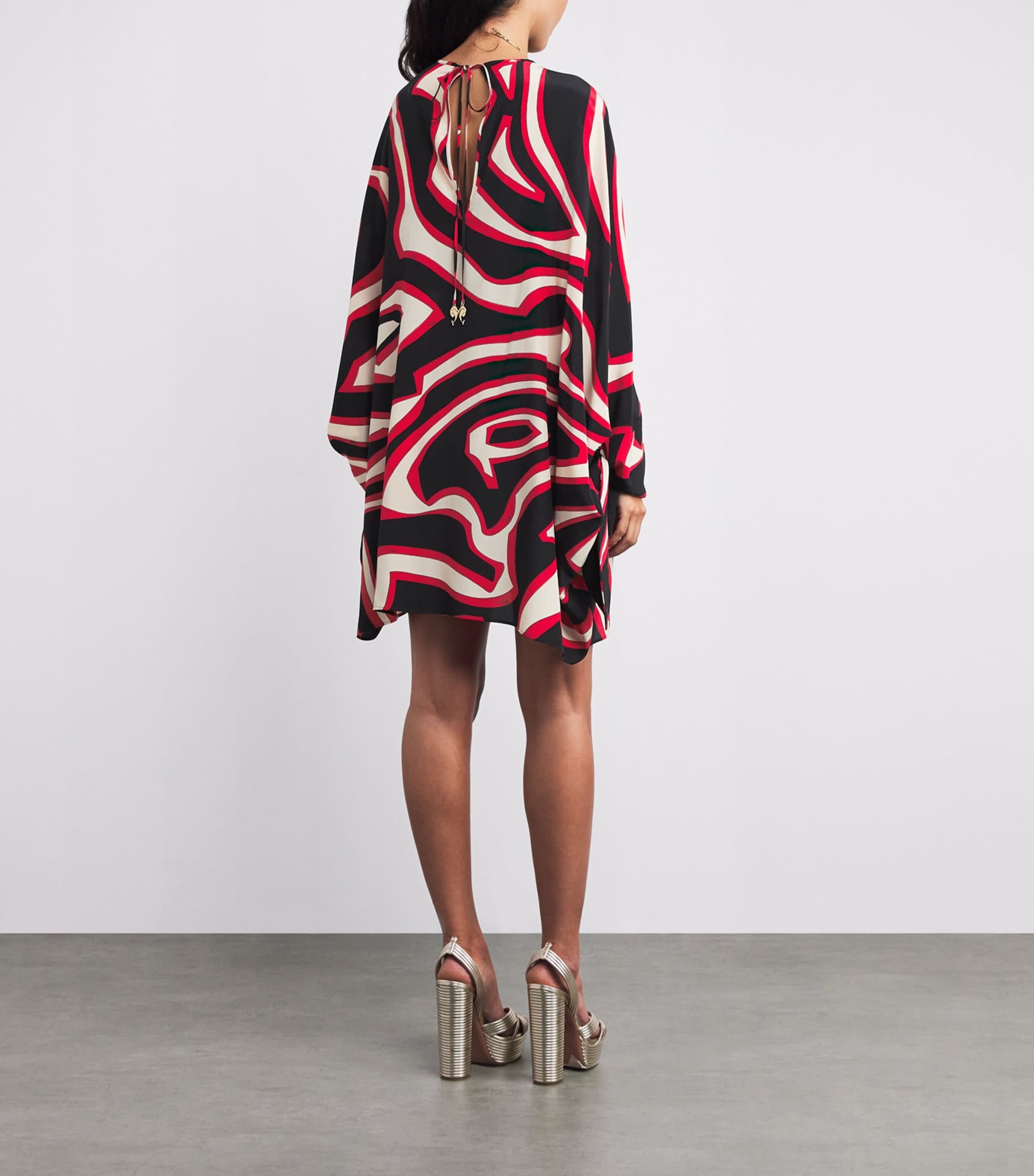 Pucci Red Silk Labirinto Print Mini Kaftan Dress