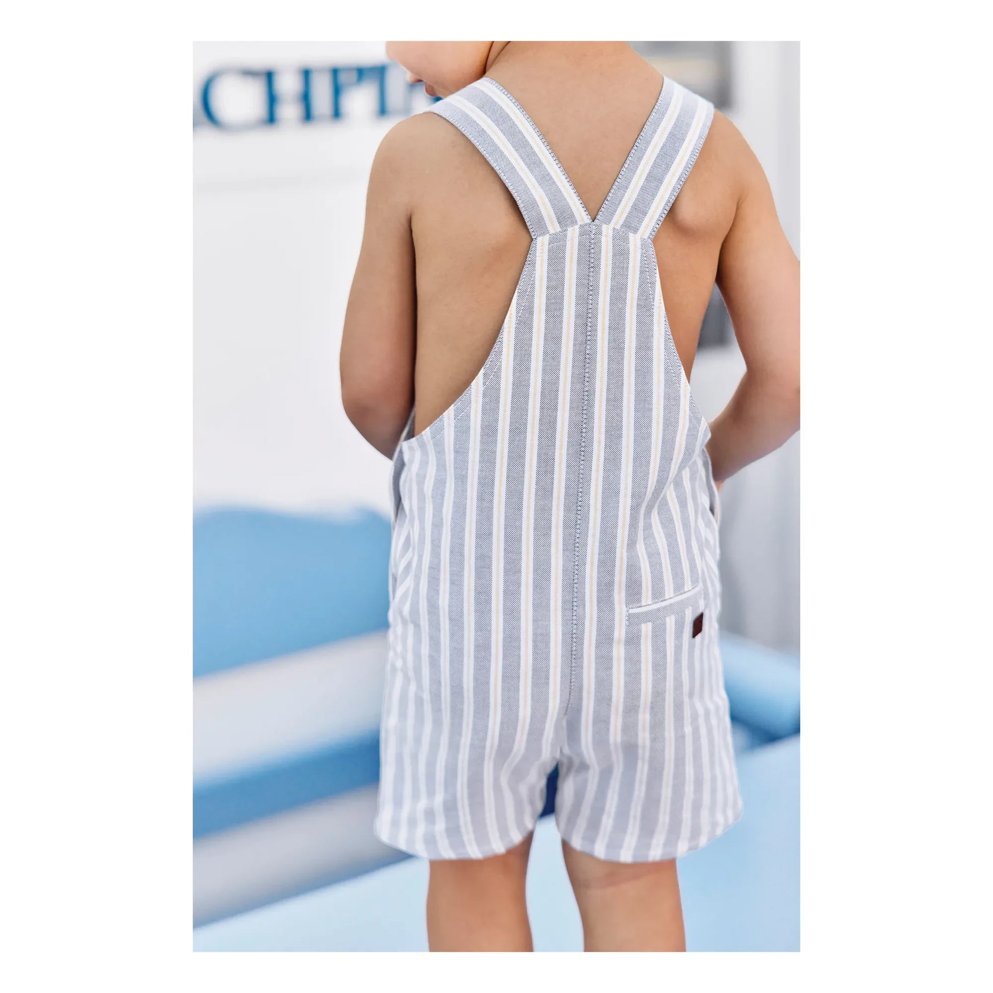 Tartine et Chocolat - Striped overalls | Light blue