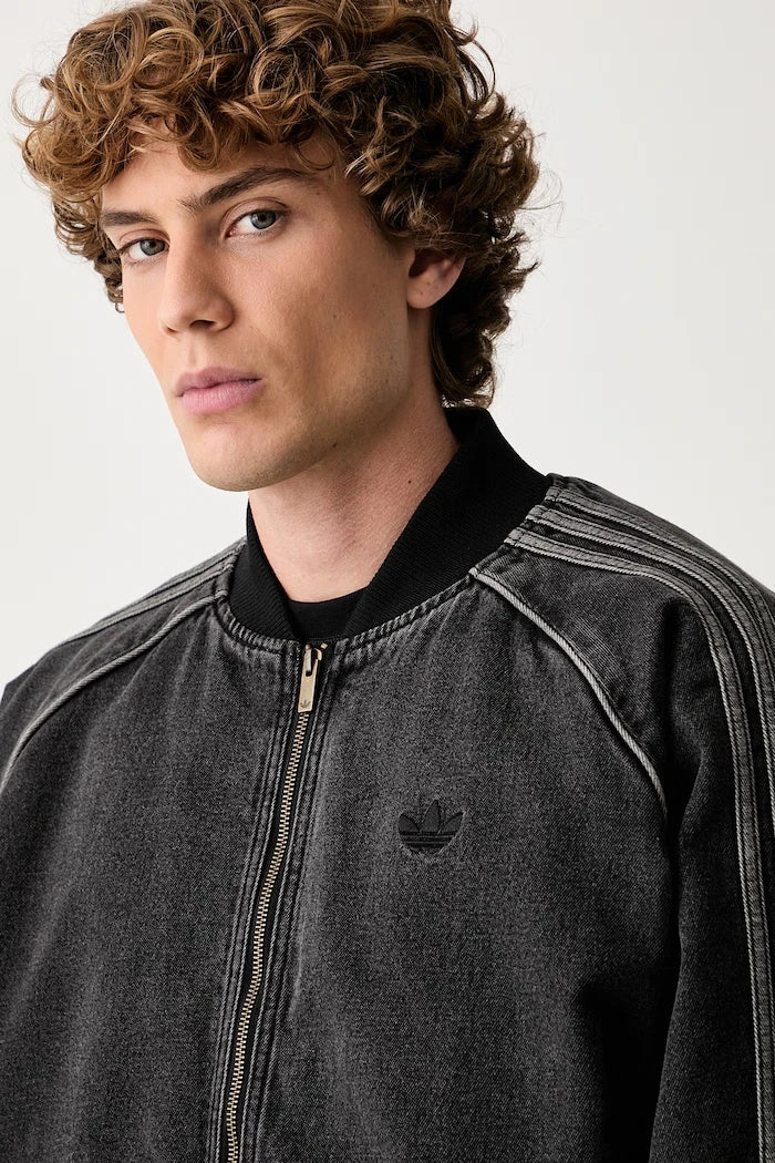 adidas Originals fermuarlı erkek denim sweatshirt