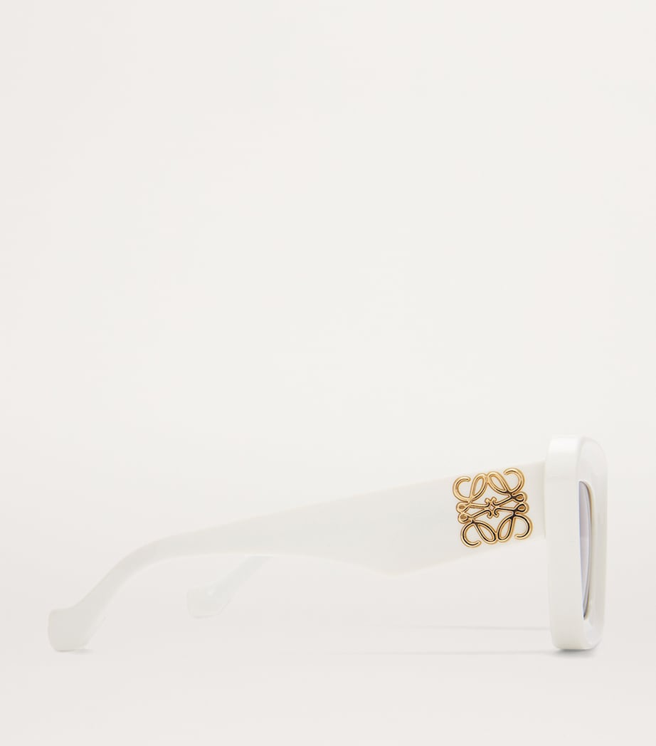 White Bevelled Cat Eye Sunglasses