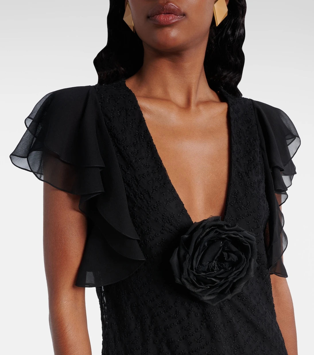 Saint Laurent - Floral-appliqué embroidered minidress