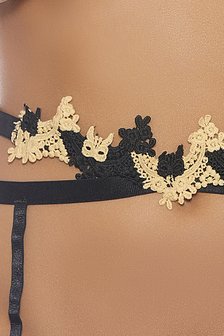 Wildflower Embroidered Garter Belt