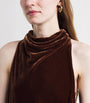 Brown Velvet Draped Maxi Dress