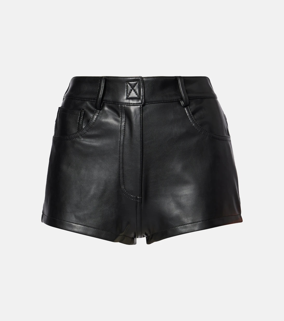 Norma Kamali - High-rise faux leather shorts