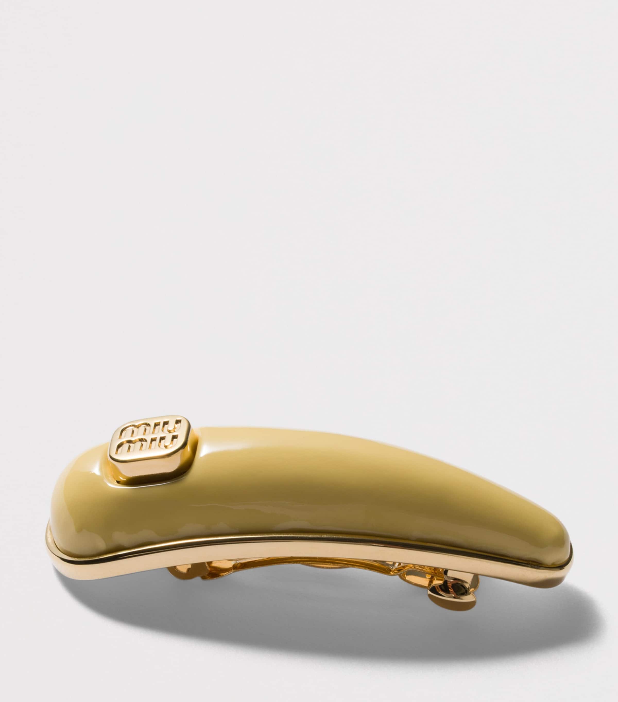 Yellow Patent Leather Logo Hair Clip