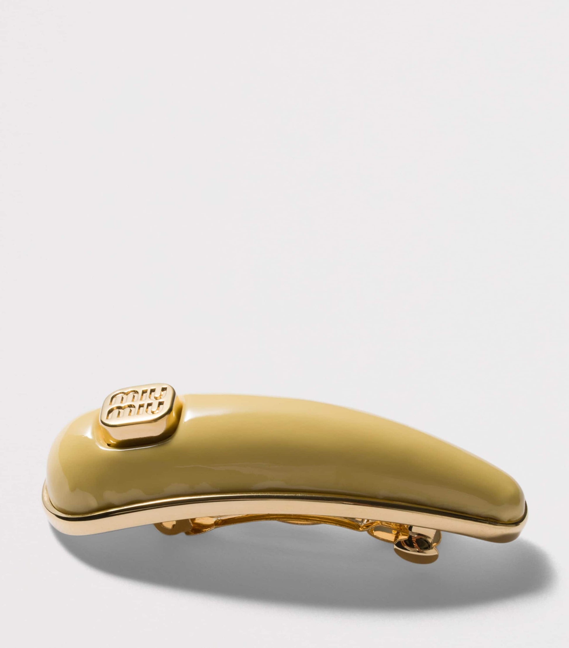 Yellow Patent Leather Logo Hair Clip