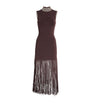 Embellished Fringe Midi Dress BROWN