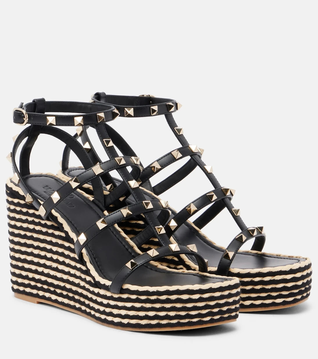Valentino Garavani - Rockstud leather espadrille wedges