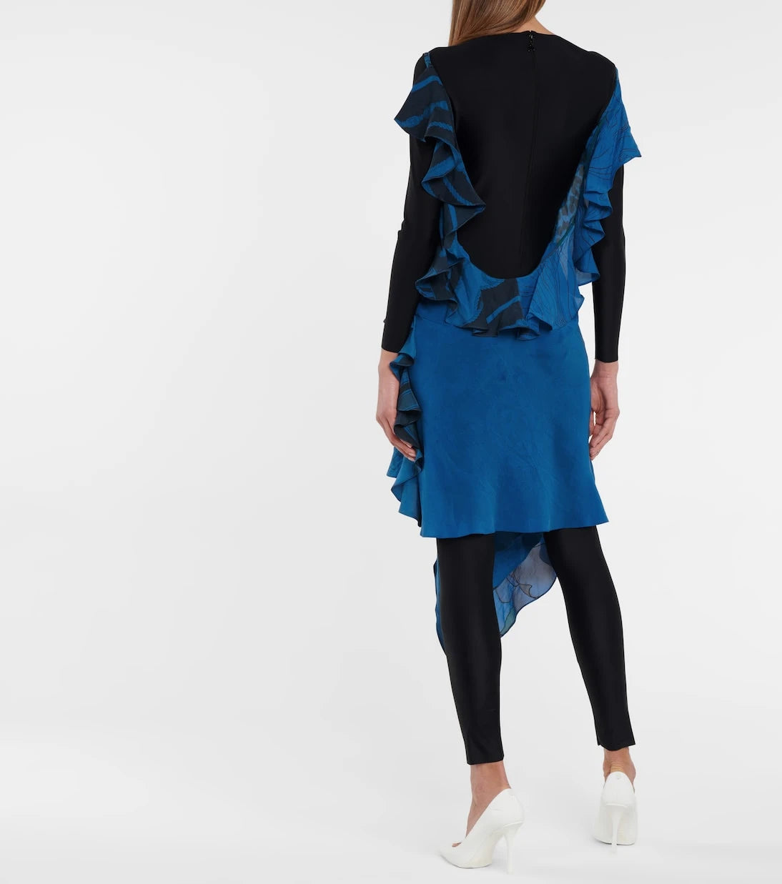 Marine Serre - Printed silk and stretch-jersey dress