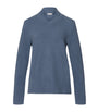 Blue Cotton-Blend Easy Wear Pullover