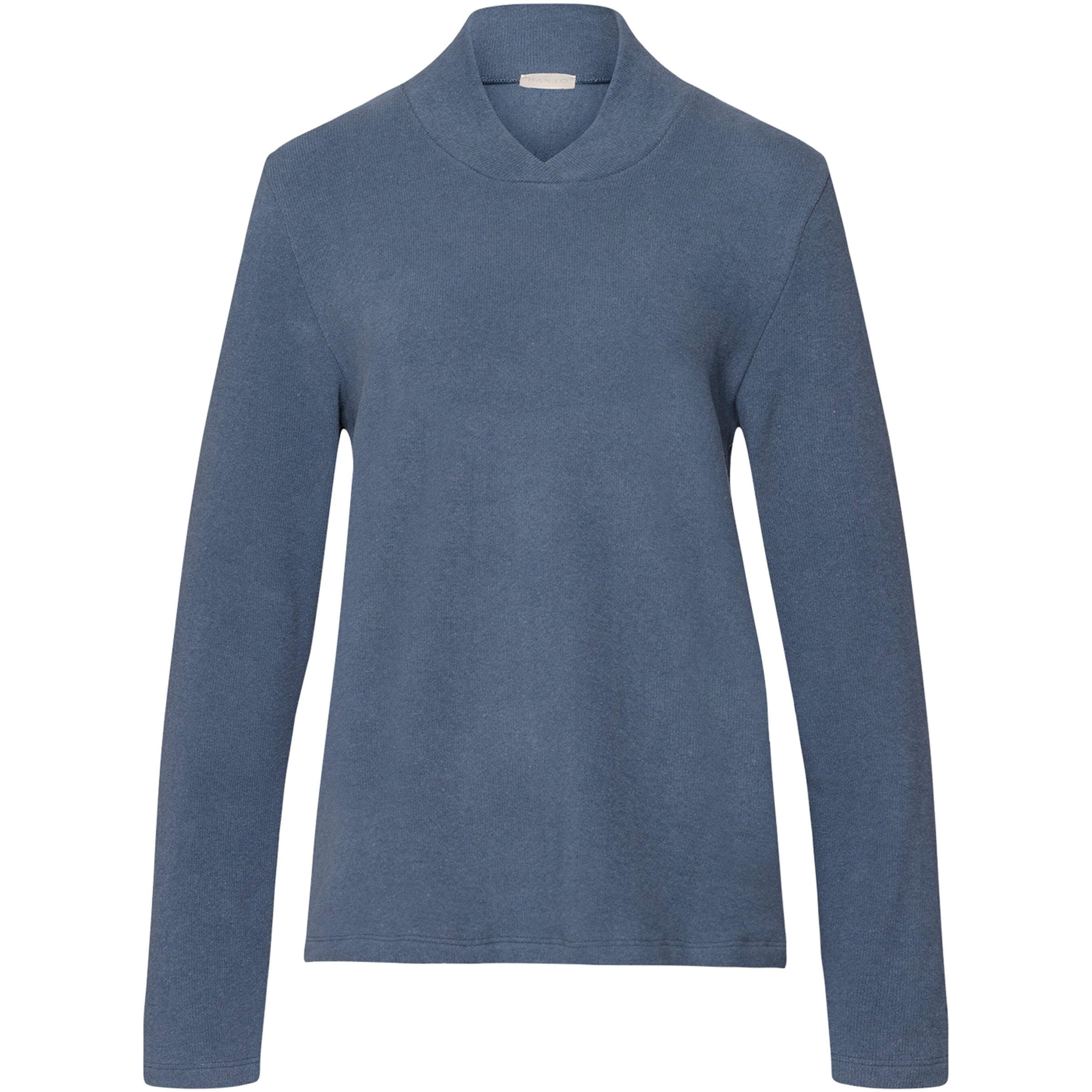 Blue Cotton-Blend Easy Wear Pullover