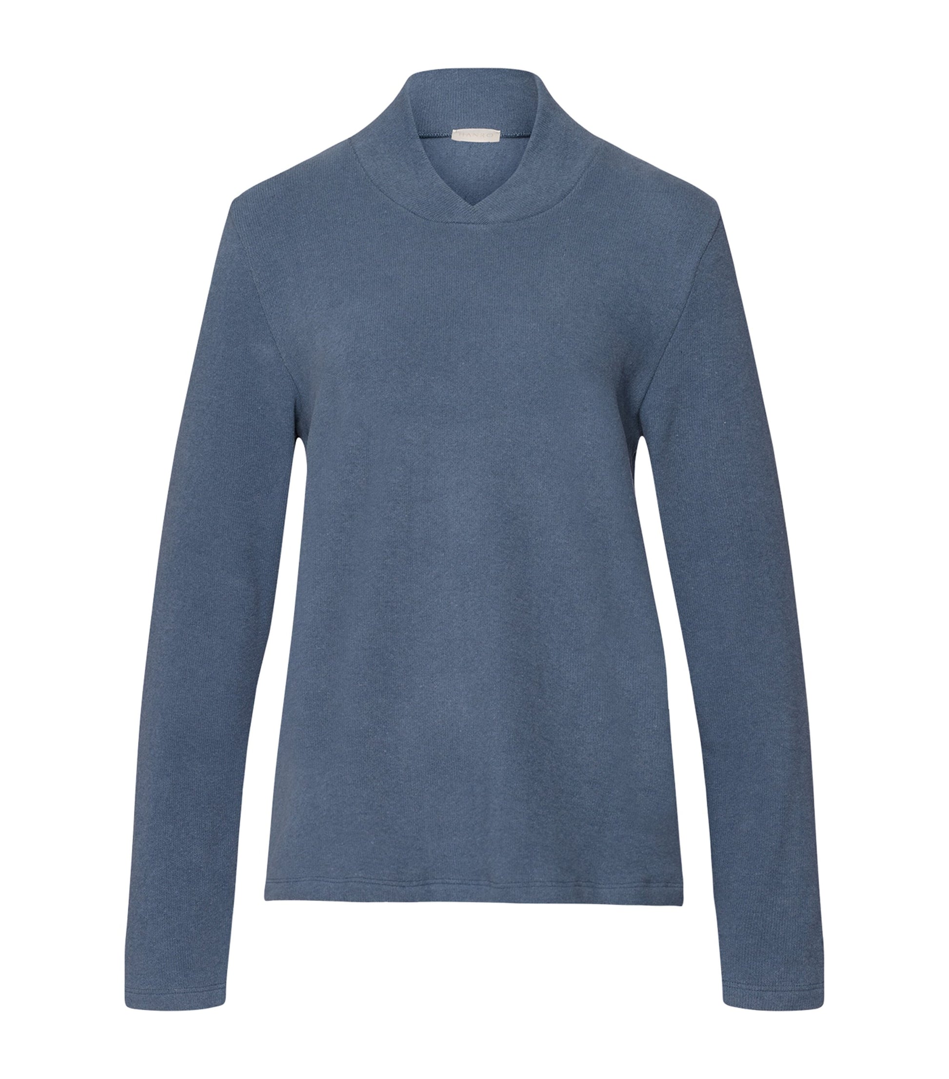 Blue Cotton-Blend Easy Wear Pullover